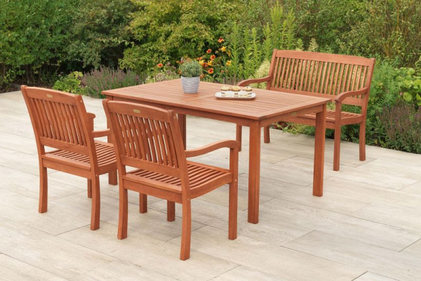 Merxx Maracaibo Set 4-teilig, 2 Maracaibo Sessel, 1 Maracaibo Bank, 2-sitzig, 1 Tisch, 150 x 90 cm, FSC Eukalyptusholz, 51076-011