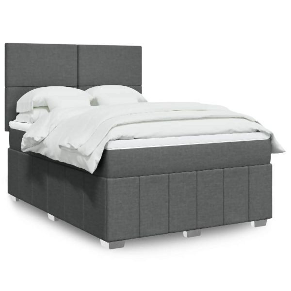 vidaXL Boxspringbett mit Matratze Dunkelgrau 140x190 cm Stoff, 3291657
