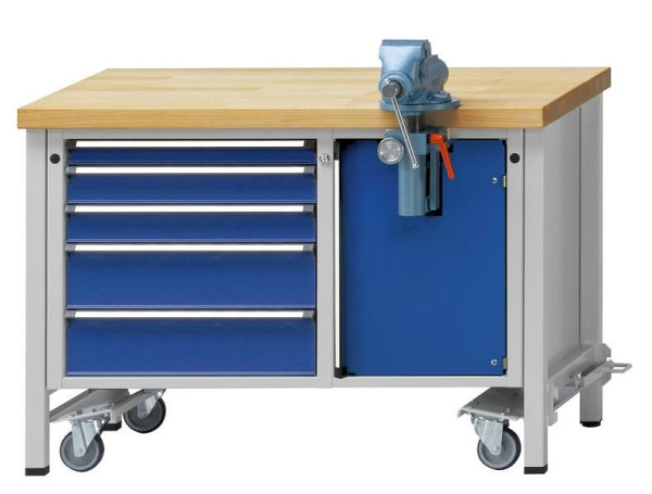 ANKE Werkbänke Montagewerkbank, Modell 703 V, 1270 x 700 x 850 mm, RAL 7035/5010, BMPK 50 mm, 340.021