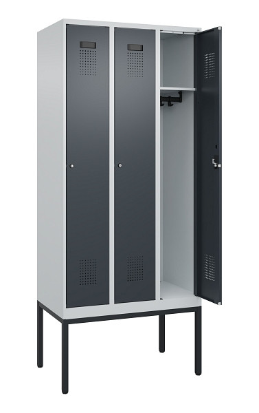 C+P Spind Evolo PLUS, Gestell, 3 Abteile, 2120x900x500mm, 7035/7016, Verschluss Zylinderschloss, Ablageböden 3, 0490307-30 S10039