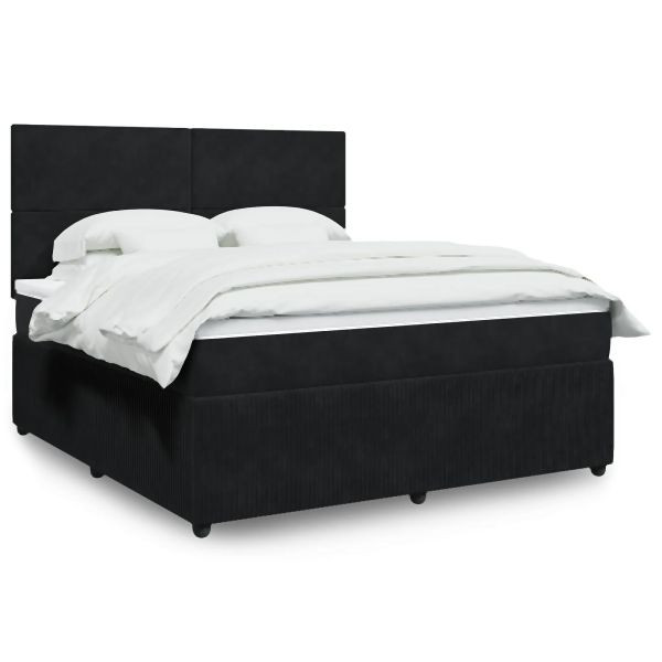 vidaXL Boxspringbett mit Matratze Schwarz 180x200 cm Samt, 3292402