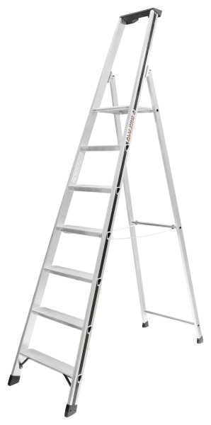 ALU-PRO Stufenstehleiter mit Plattform, 7 Stufen, Standhöhe 1,58 m, 7002607