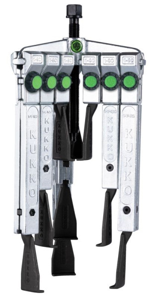 KUKKO 3-armiger Universal-Abzieher m. schmalen, schnellverstellbaren Abzugshaken im Set, bis 130 mm S.weite, 350 mm S.tiefe, 30-10xSP