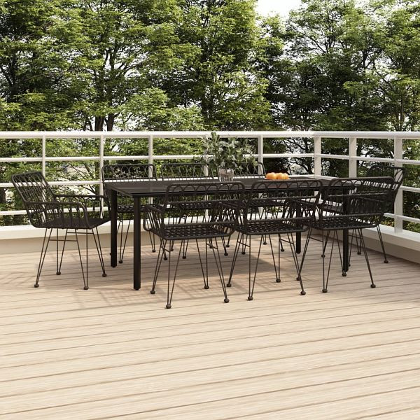 vidaXL 9-teilig Garten-Essgruppe Schwarz Poly Rattan, 3157872