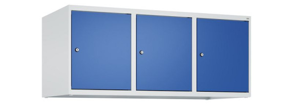 C+P Schrankaufsatz Classic PLUS, Aufsatzschrank, 7035/5010, Zylinderschlösser, 500x1200x500mm, 3 Abteile, 080090-32 S10018