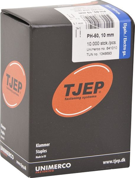 TJEP PH-50 10mm Klammer, verzinkt Box 10.000 Stück, Klammern, 841010