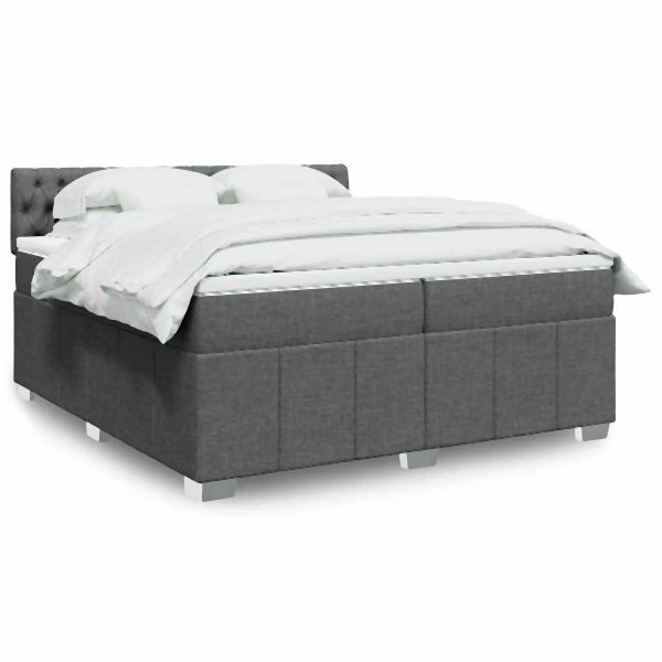 vidaXL Boxspringbett mit Matratze Dunkelgrau 200x200 cm Stoff, 3289483