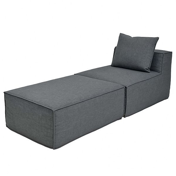 Mendler Chaiselongue/Zubehör für Sofa HWC-O54, Sessel Ottomane Recamiere, Stoff/Textil (300g/m²) 63x75x194cm, dunkelgrau, 153398+153399