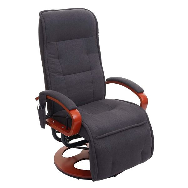 Mendler Relaxliege ARLES II, Relaxsessel Massagesessel, MIT Massage Stoff/Textil, dunkelgrau, 74169