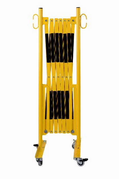 CRASH STOP Scherengitter gelb-schwarz 3,6m mit beidseitigem Rollenfuß, 70-30R