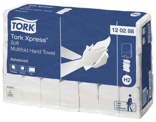 Tork Xpress weiß 21x34cm 2-lagig H2, Multifold Handtuch, VE: 21x136 Tücher, 2056580