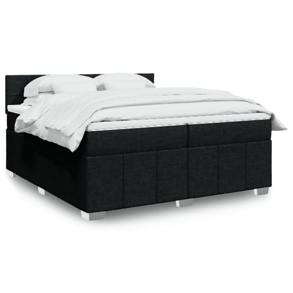 vidaXL Boxspringbett mit Matratze Schwarz 200x200 cm Stoff, 3287177