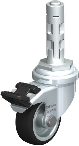 Blickle LRA-PATH 50G-FI-E01 Apparate-Lenkrolle mit Expander & Feststeller, Thermoplastisches Polyurethan, Grau, 848505