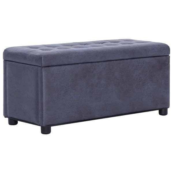 vidaXL Ottoman mit Stauraum 87,5 cm Grau Wildleder-Optik, 281376