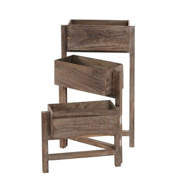 Mendler Pflanzregal T275, Standregal Blumenständer Pflanzkasten, 65x108x15cm, Holz Shabby-Look Vintage, braun, 36711