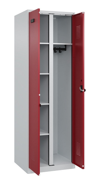 C+P Wäsche-/Garderobenspind Evolo PLUS, 2 Abteile, 1850x600x500mm, 7035/3003, Drehriegel, 049600-20 S10004