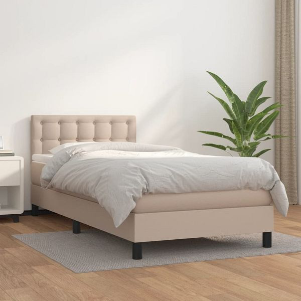 vidaXL Boxspringbett Matratze Cappuccino-Braun 100x200cm Kunstleder, 3141112