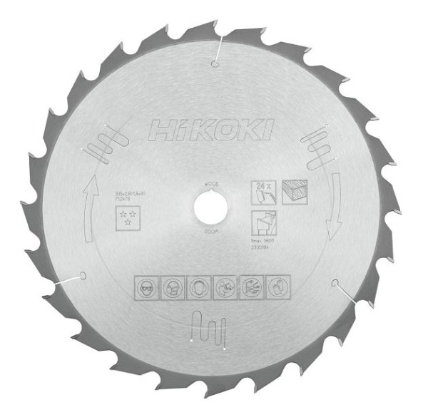 HiKOKI TCT Kreissägeblatt Holz 335x30xZ24 Wechselzahn, 752476