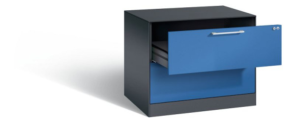 C+P Karteischrank Asisto, H710xB800xT600mm, Farbe: Schwarzgrau / Enzianblau, Bügelgriff, 146273-222 S10029