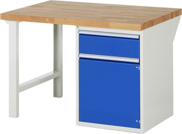RAU Werkbank Serie 7000 - Baukasten-Bauweise, Unterbau-Container (1x Schublade, 1x Flügeltür), 1250x840x900 mm, 03-7502A1-129B4S.11
