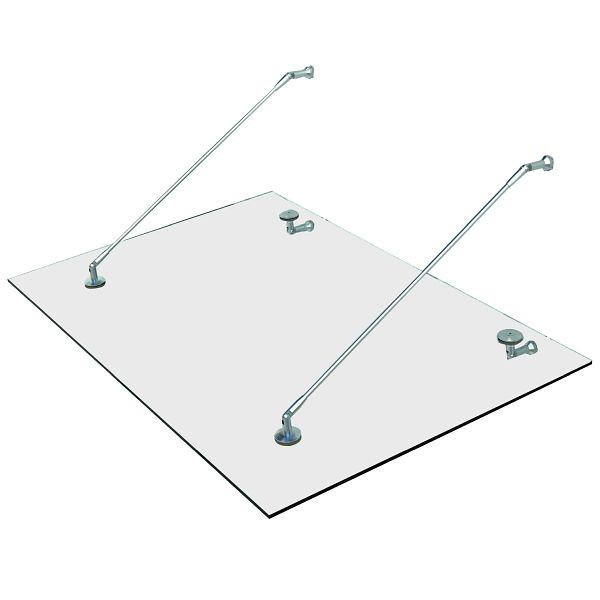 HOMCOM Vordach Glasvordach Türvordach, Gehärtetem Glas, 304 Edelstahl Klarglas 150 x 90 cm, 02-0553