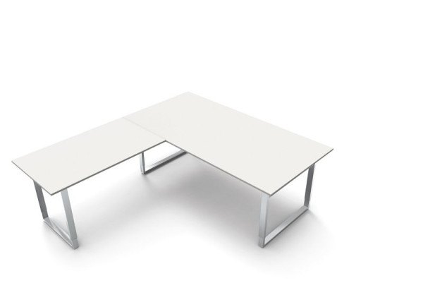 Kerkmann Höhenverstellbarer Schreibtisch extragroß / Besprechungstisch B 2000 x T 1000 x H 680-820 mm, Farbe: Weiß, 11438510