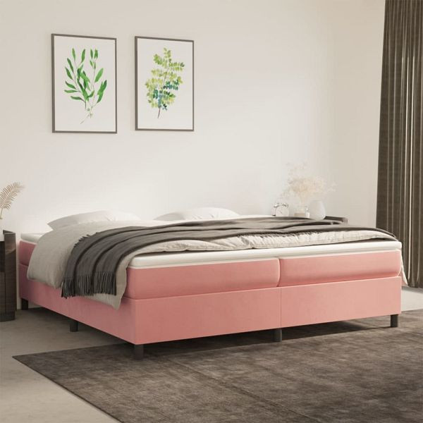 vidaXL Boxspringbett mit Matratze Rosa 200x200 cm Samt, 3144704