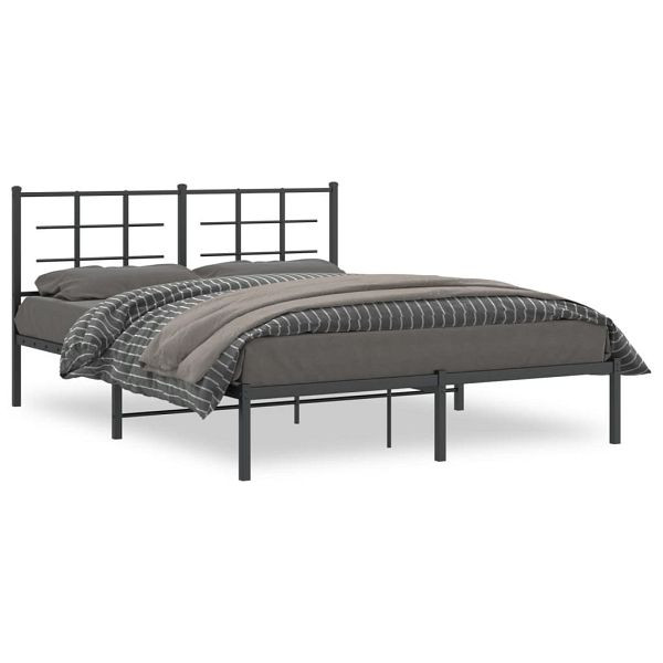 vidaXL Bettgestell mit Kopfteil Metall Schwarz 160x200 cm, 355564