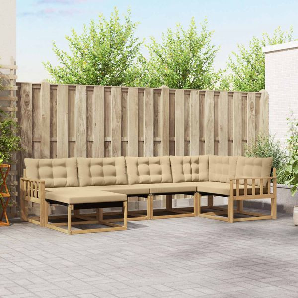 vidaXL Outdoor-Sofagarnitur mit Kissen 6-teilig Weiß und Beige, 3388851