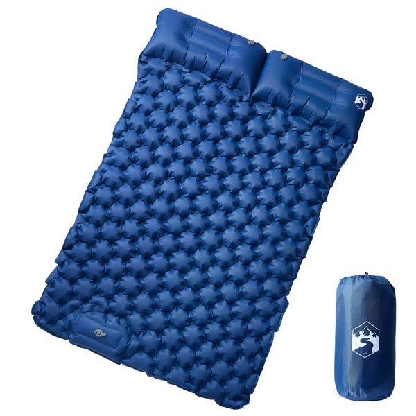 vidaXL Doppel-Isomatte mit Kissen Selbstaufblasend Marineblau, 4007103