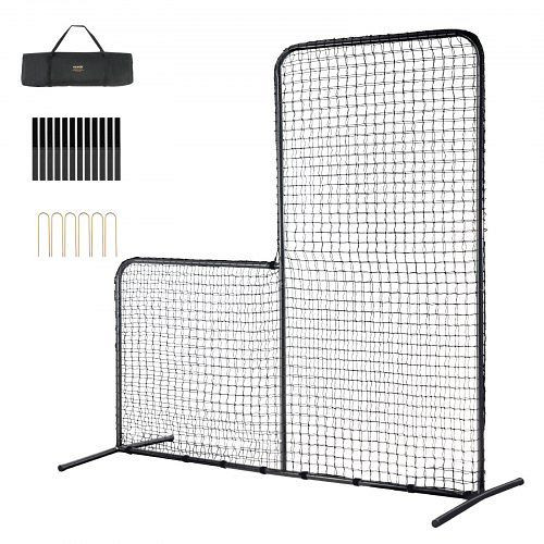 VEVOR L-Typ Baseball für, 213 x 96 x 213 cm Softball-Sicherheitsschirm, Tragbar & Bodenpfählen, zum Schutz der Pitcher, TSBHWLXZX77YMU675V0