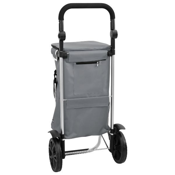 vidaXL Einkaufswagen mit Rädern und verstellbarem Griff Grau 40 L, 42002335