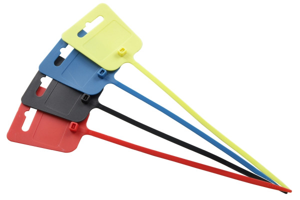 Eichner Kabelbinder mit Beschriftungsfeld (44 x 25 mm) und Euroloch, Farbig sortiert (je 25 St. gelb/blau/rot/schwarz), 9219-01426-990