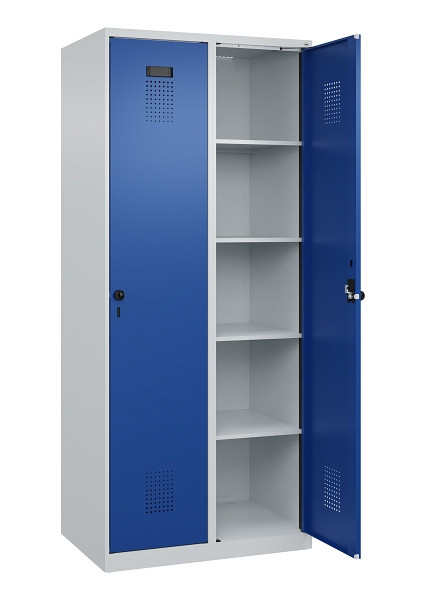 C+P Wäsche-Spind Evolo PLUS, 2 Abteile, 1850x800x500mm, 7035/5010, Verschluss Drehriegel, Ablageböden 8, 049000-22B S10006