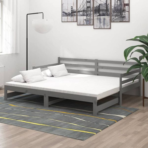 vidaXL Ausziehbares Tagesbett Grau Massivholz Kiefer 2x(90x200) cm, 806957