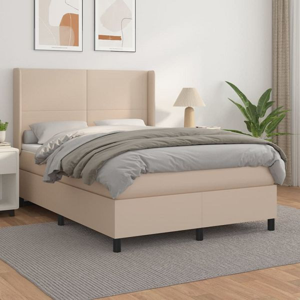 vidaXL Boxspringbett Matratze Cappuccino-Braun 140x190cm Kunstleder, 3132380