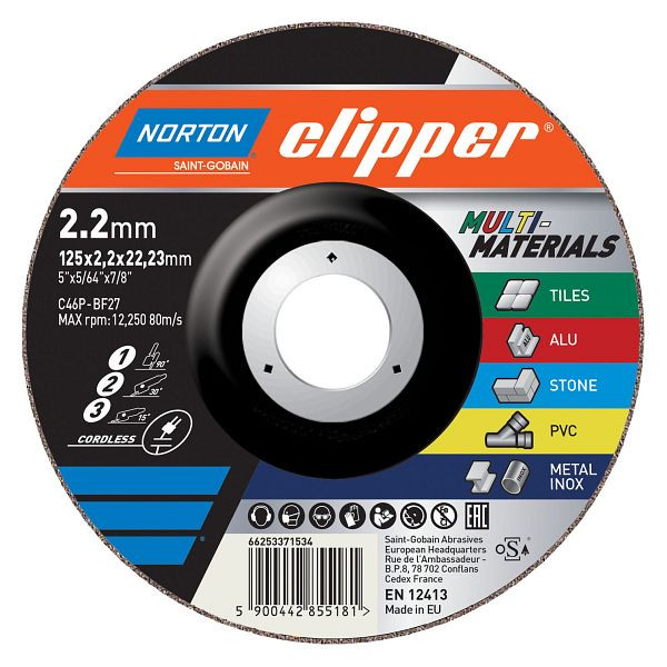 Norton Clipper Trennscheibe Multi Ø125x2,2x22,23 mm, VE: 25 Stück, 66253371534