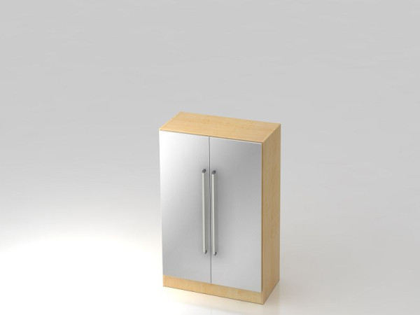 Hammerbacher Schrank 3OH mit Sockelblende Chromgriff Ahorn/Silber, 80x42x127 cm (BxTxH), V7550/3/S/CE