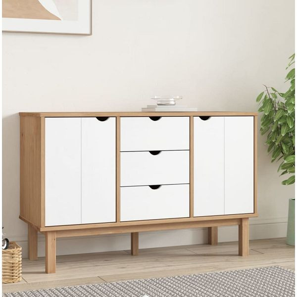 vidaXL Sideboard OTTA Braun&Weiß 113,5x43x73 cm Massivholz Kiefer, 348593
