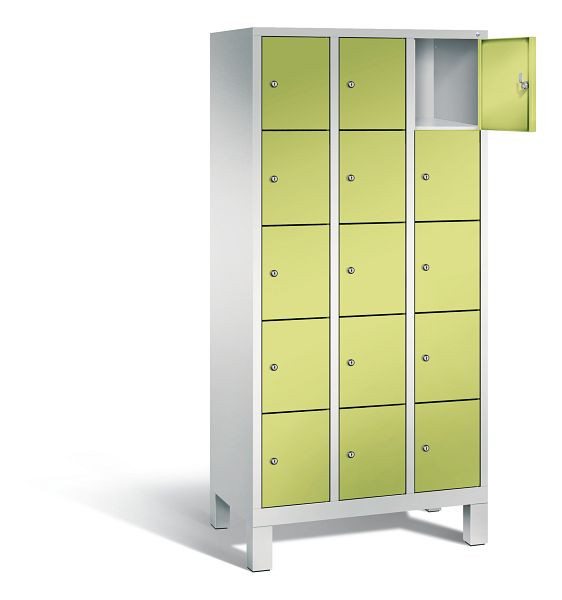 C+P Schließfachschrank Evolo, H1850xB900xT500mm, Farbe: Lichtgrau / Viridingrün, 48010-305 S10042