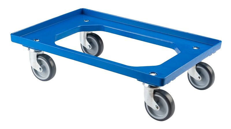 Logiplast Hygiene Transportroller – Für Kisten 60x40 Cm, 4 Lenkrollen, 300 Kg Tragkraft, Blau