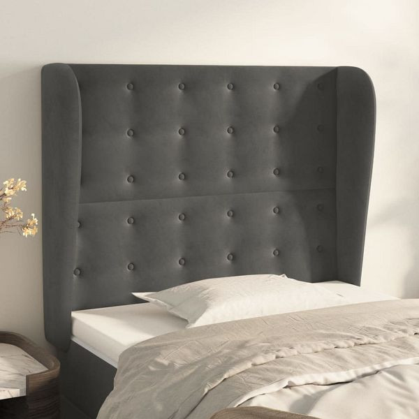vidaXL Kopfteil mit Ohren Dunkelgrau 93x23x118/128 cm Samt, 3118427