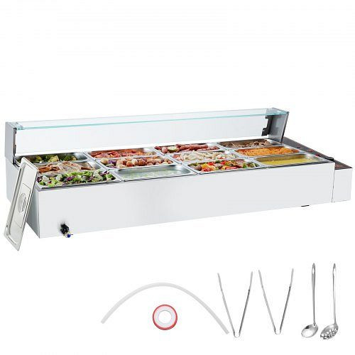 VEVOR Speisenwärmer Chafing Dish Gastronormbehälter 12x5Qt Glasschild, SYSPBWQBLZK1D5VM9V2