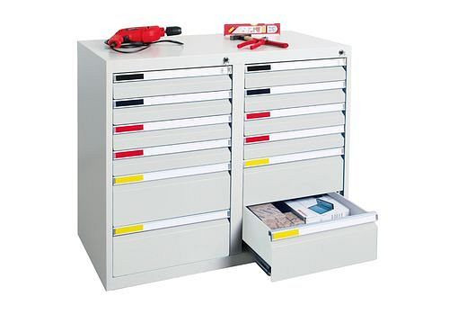 stumpf Schubladenschrank MovaFlex 500, 12 Schubladen, lichtgrau, B 1000 mm, H 900 mm, 251898