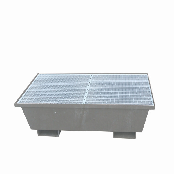 Eichinger Industrie Auffangwanne mit konischen Seitenwänden, LxBxH 820 x 820 x 555 mm, mit Gitterrost, feuerverzinkt, 30100100002001