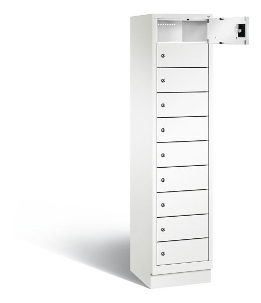 C+P Schließfachschrank Evolo, H1850xB420xT500mm, Farbe: Verkehrsweiß, 48020-1210 S10103