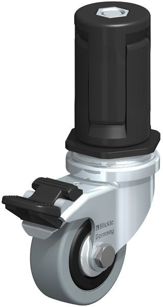 Blickle LRA-VPA 50G-FI-FA-ER05 Apparate-Lenkrolle mit Expander & Feststeller, Vollgummi, Grau, 847938