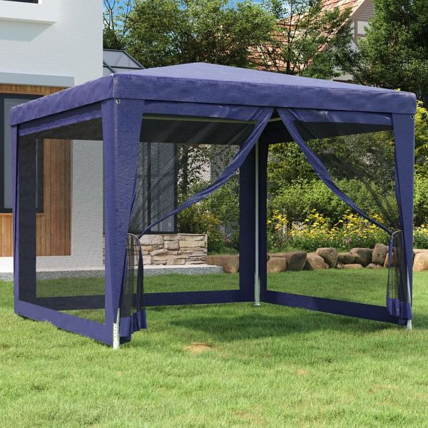 vidaXL Partyzelt mit 4 Mesh-Seitenwänden Blau 3x3 m HDPE, 319227