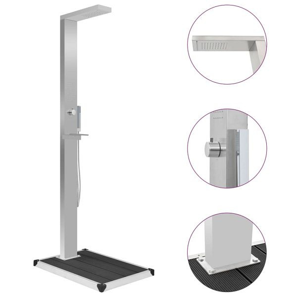 vidaXL Gartendusche mit Bodenelement WPC Edelstahl, 3051290