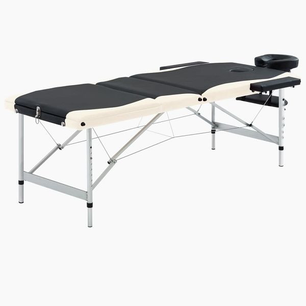 vidaXL Massageliege Klappbar 3-Zonen Aluminiumgestell Schwarz Beige, 110237